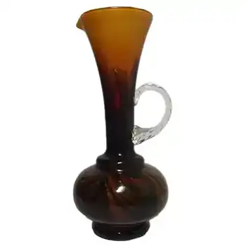 V.B. Opaline Florence Italian Empoli Amber Glass Vase