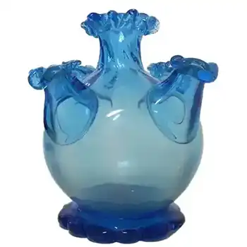 Gordiola Spanish Blue Glass Five Spout Vase