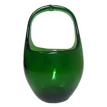 Empoli Verde Italian Green Glass 1970's Basket Bowl