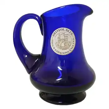 Thomas Webb Stourbridge Bristol Blue Glass Jug - Label