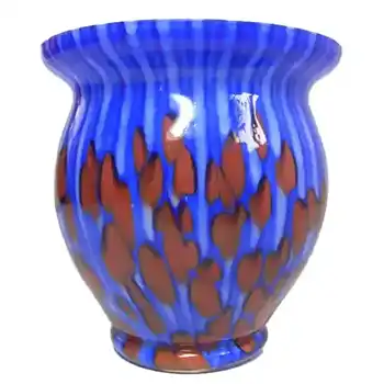 Franz Welz 1930's Czech Red/Blue Spatter Glass Vase