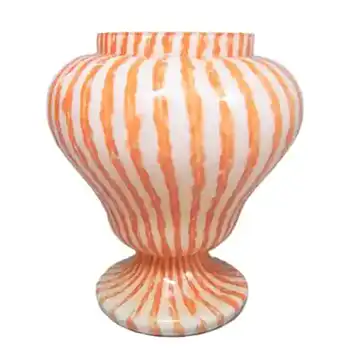 Franz Welz 1930's Czech Orange Striped Glass Posy Vase