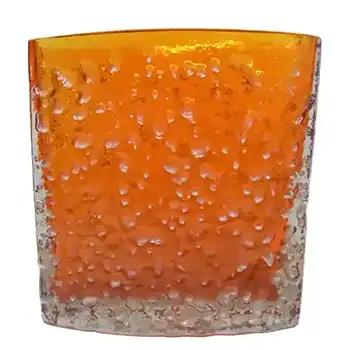 Whitefriars #9685 Baxter Tangerine Glass 4.75" Nailhead Vase