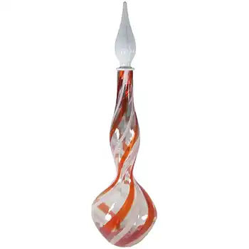 Cristalleria Artistica Toscana / Alrose Empoli Red & White Glass Bottle