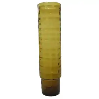 Alsterfors Scandinavian 1960's Amber Glass Ribbed Vase