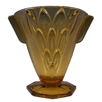 Stölzle #19083 Czech Art Deco 1930's Amber Glass Vase