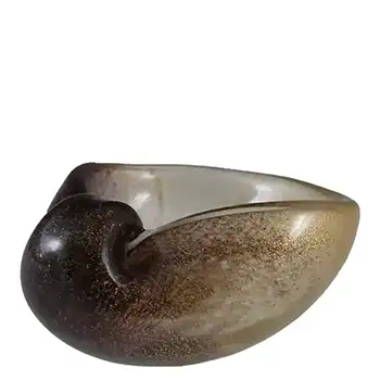 Archimede Seguso Polveri Gold Leaf Glass Shell Bowl - Labelled