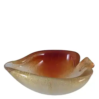 Archimede Seguso Polveri Gold Leaf Murano Glass Bowl