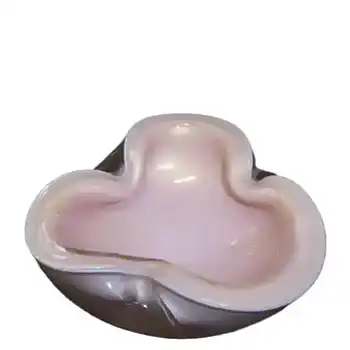 Barbini Murano Pink & Gold Leaf Glass Biomorphic Bowl