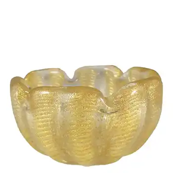 Barovier & Toso Murano Cordonato d'Oro Gold Leaf Glass Bowl