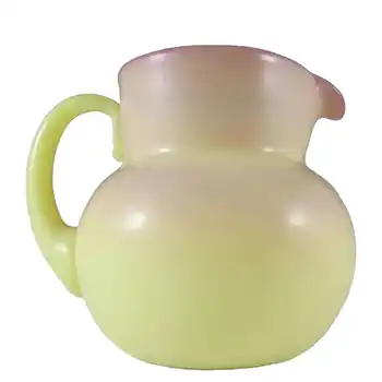Victorian Burmese Uranium Pink & Yellow Glass Jug
