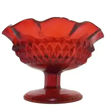 Davidson British Red Glass Footed Bowl- Labelled