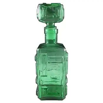 Empoli Italian Green Glass Geometric Decanter/Bottle