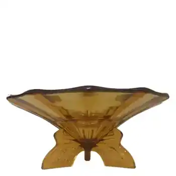 Müller & Co Large 1930s Art Deco Amber Glass Centerpiece Bowl