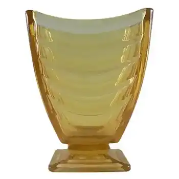 Sowerby #2617 Art Deco 1930's Amber Pressed Glass Vase
