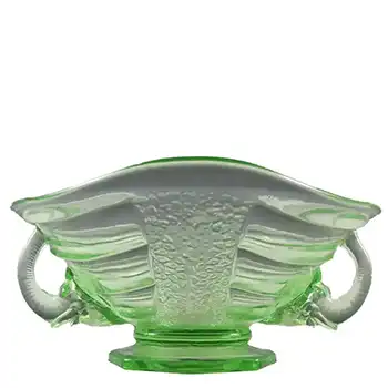 Sowerby #2614 Art Deco Green Glass Elephant Bowl - Labelled
