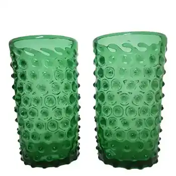 Empoli Verde Italian Green Glass Spikey Seed Pod Vases