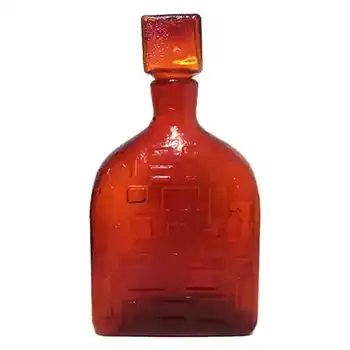 Empoli Italian Red Textured Glass Decanter/Bottle