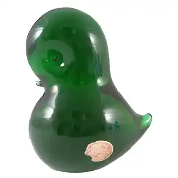 FM Konstglas/Ronneby Swedish Green Glass Bird - Labelled