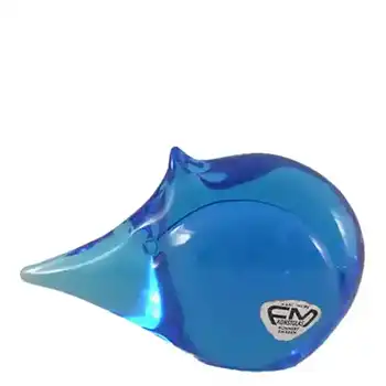 FM Konstglas/Ronneby Swedish Blue Glass Mouse - Labelled