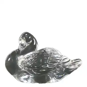 Hadeland Scandinavian Glass Swan Paperweight - Marked