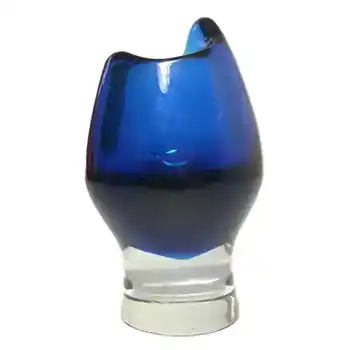 Harrachov Czech Blue Glass Vase by Milan Metelak