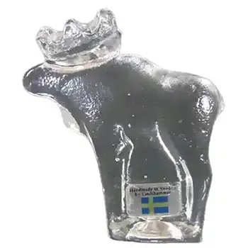 Lindshammar Swedish Glass Moose Paperweight - Labelled
