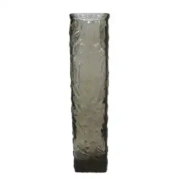 Davidson 70s British Smoky Bark Textured Glass "Luna" Vase