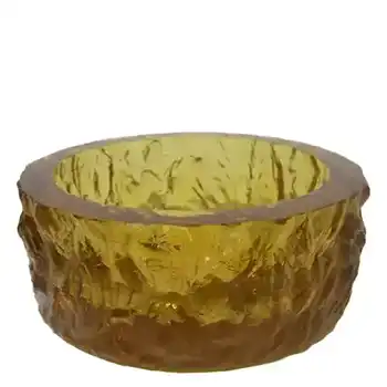 Davidson 70s British Amber Bark Textured Glass "Luna" Bowl