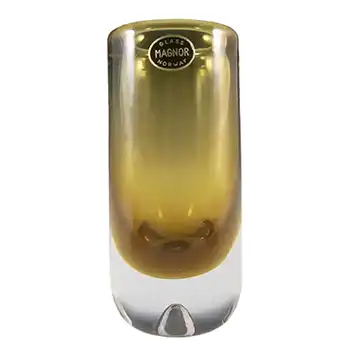 Magnor Norwegian 1970's Amber Glass Vase - Labelled