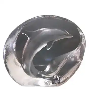 Mats Jonasson #3523 Glass Dolphin Paperweight - Signed