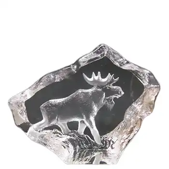 Mats Jonasson #88130 Glass Moose Paperweight - Boxed