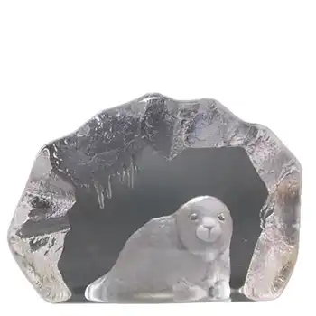 Mats Jonasson #3150 Glass Seal Paperweight - Signed
