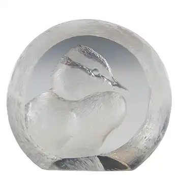 Mats Jonasson Glass Bird Paperweight - Signed + Labelled
