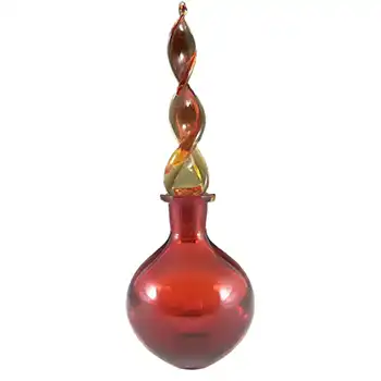 Murano Red + Amber Sommerso Glass Decorative Bottle