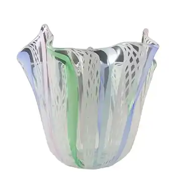 Murano Zanfirico Filigree Glass Handkerchief Vase