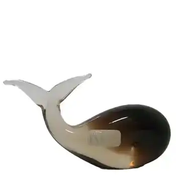 V. Nason & Co Murano Smoky Glass Whale Paperweight - Label