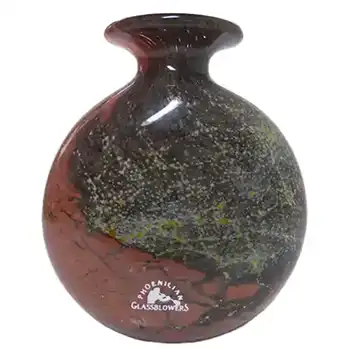 Phoenician Maltese Red + Grey Glass Vase - Signed