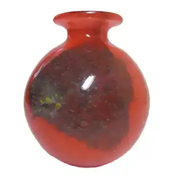 Phoenician Maltese Red + Grey Glass Vase - Signed