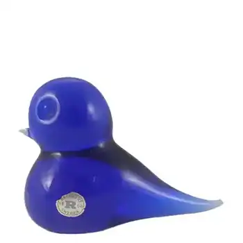 Reijmyre Swedish Blue Glass Bird Paperweight Labelled