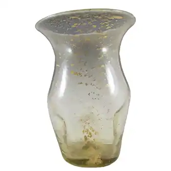 Salviati Murano Amber Glass Gold Leaf Vase