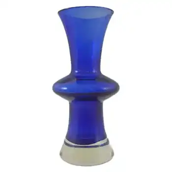 Sea Glasbruk 1970's Swedish Blue Cased Glass Vase
