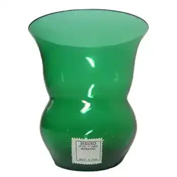 Seguso Vetri d'Arte Murano Green Glass Vase - Labelled