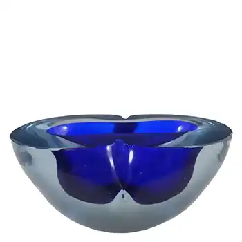 Murano Geode Blue Sommerso Glass Figure Eight Bowl