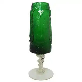 Stelvia Italian Green Glass Antiqua Vase by Wayne Husted
