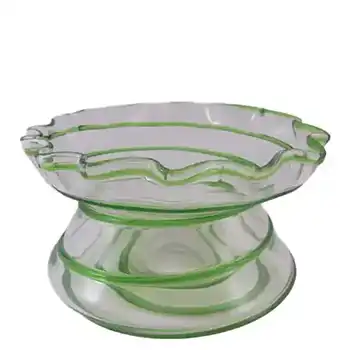 Stuart & Sons Victorian Green & Clear Glass Vase with Applied Trailing