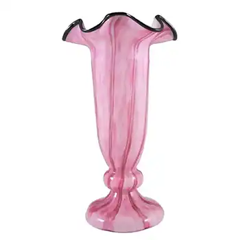 Welz 1940's Czech Pink Glass 'Vertical Stripes' Vase