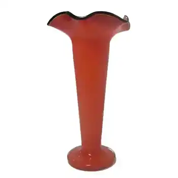 Czech/Bohemian 1930's Red & Black Tango Glass Vase