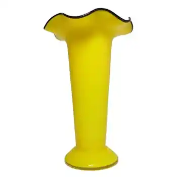 Czech/Bohemian 1930's Yellow & Black Tango Glass Vase