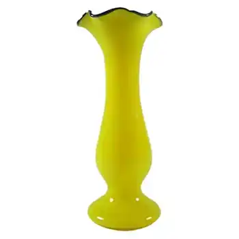 Czech/Bohemian 1930's Yellow & Black Tango Glass Vase